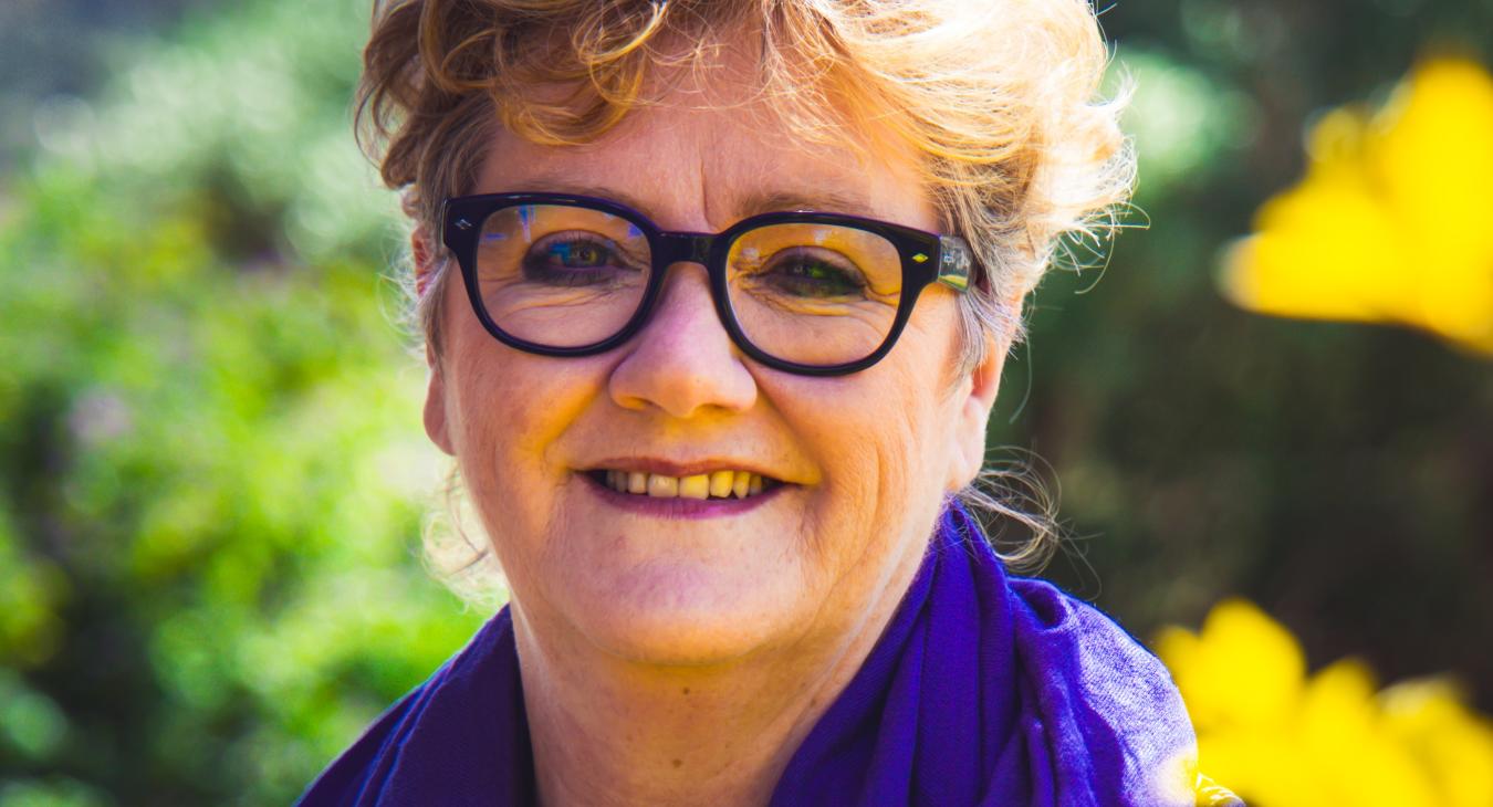  Headshot of Paula Sheridan on her patio
