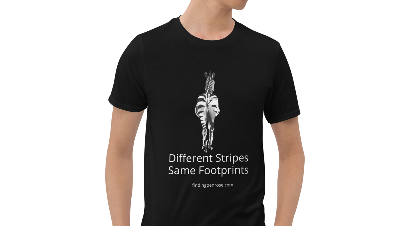 Finding Penrose Zebra Tee Shirt Front Black Tee