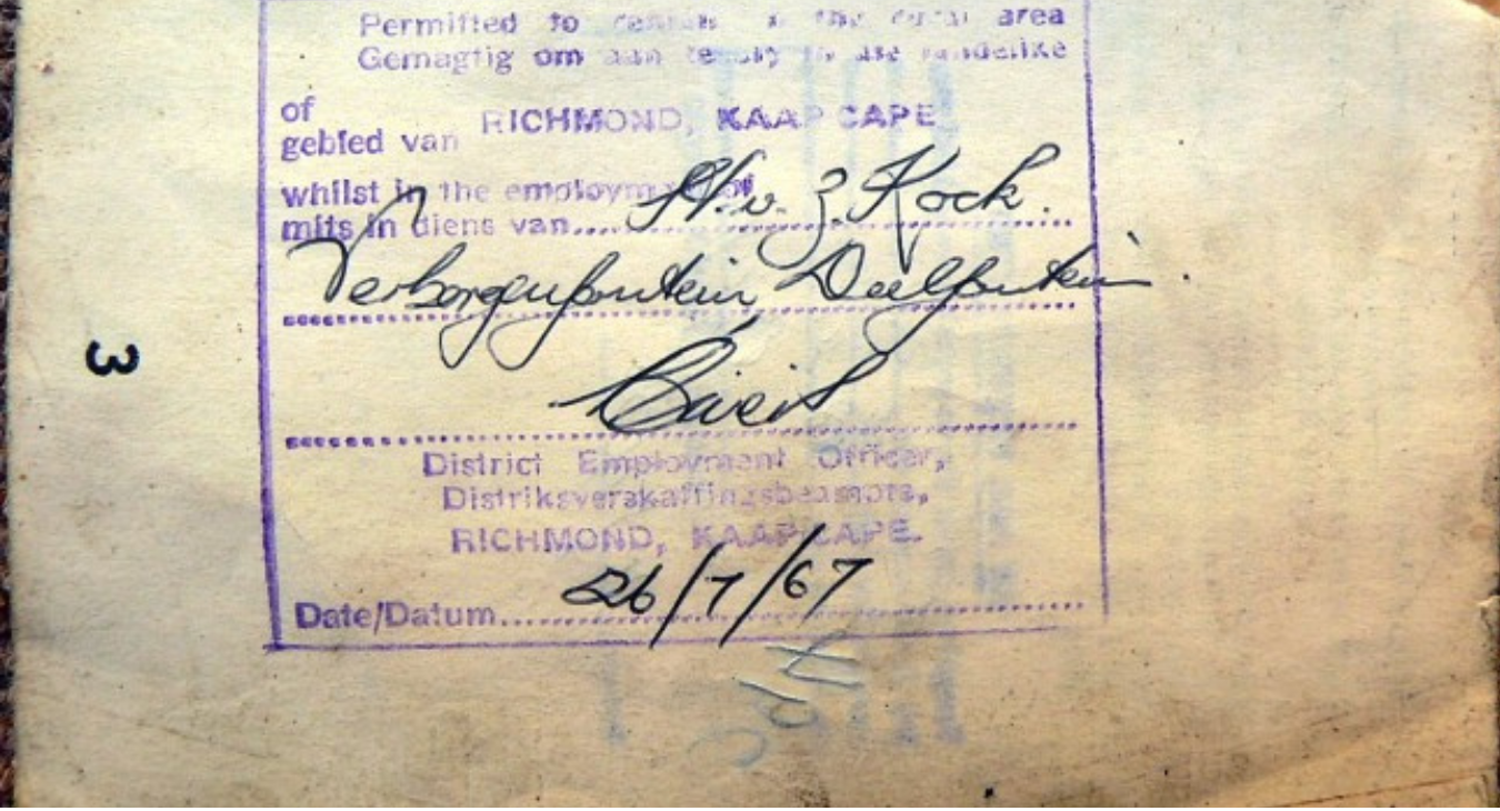 In South Africa's history of apartheid, African people were required to carry a government-issued "Dompass" - a passbook controlling their movement and residence. 