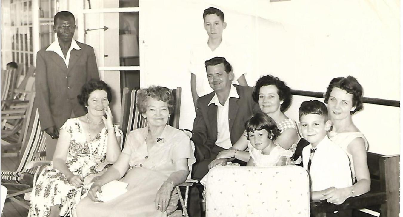  Penrose with Miss Ad and her family as they set off on a cruise